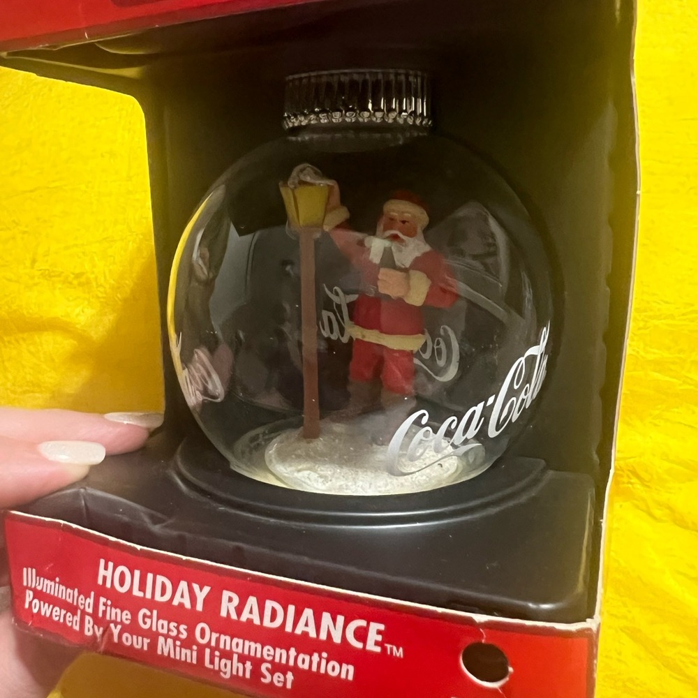 Vintage Coca Cola Festive Santa Glass Ornament